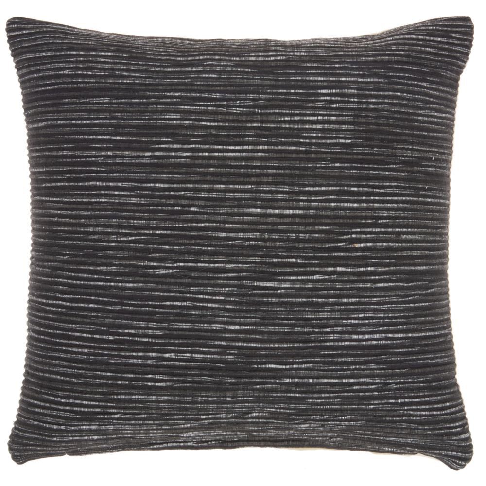 Nourison SS917 Mina Victory Life Styles Textured Lines Charcoal Throw Pillow in Charcoal