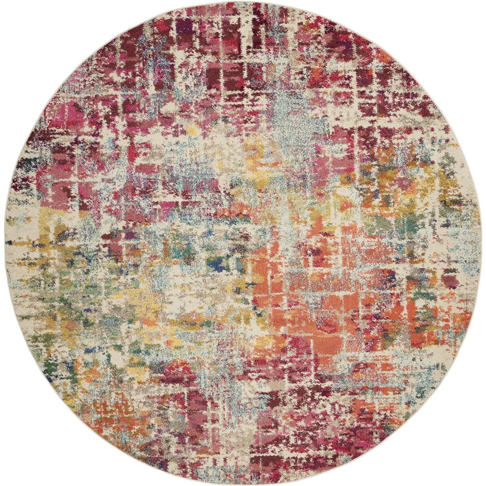 Nourison CES13 Celestial 7 Ft.10 In. x ROUND Indoor/Outdoor Round Rug in  Pink/Multicolor