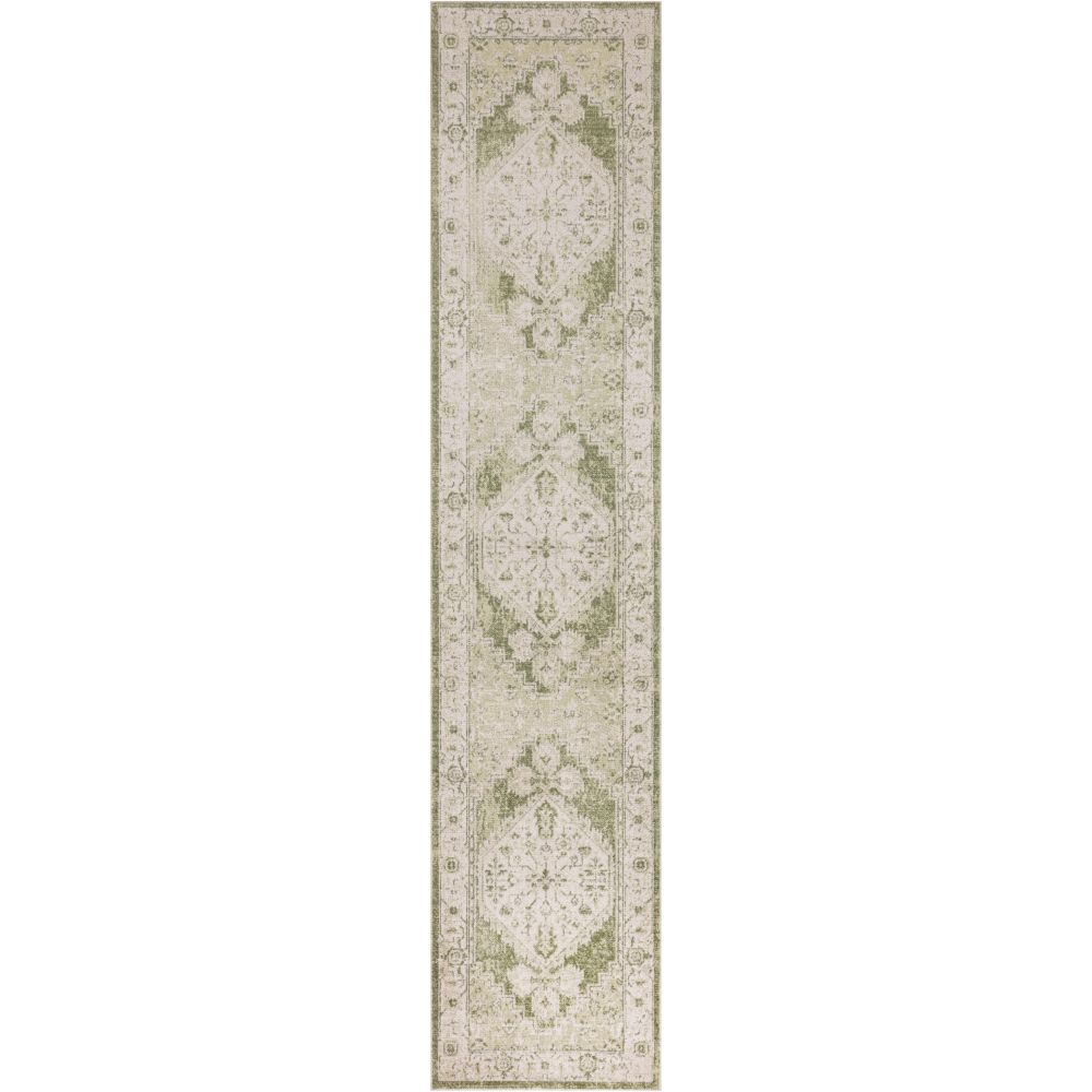 Nourison ASW11 Ivory Green Astra Machine Washable Area Rug 2 ft. 2 in. X 8 ft.