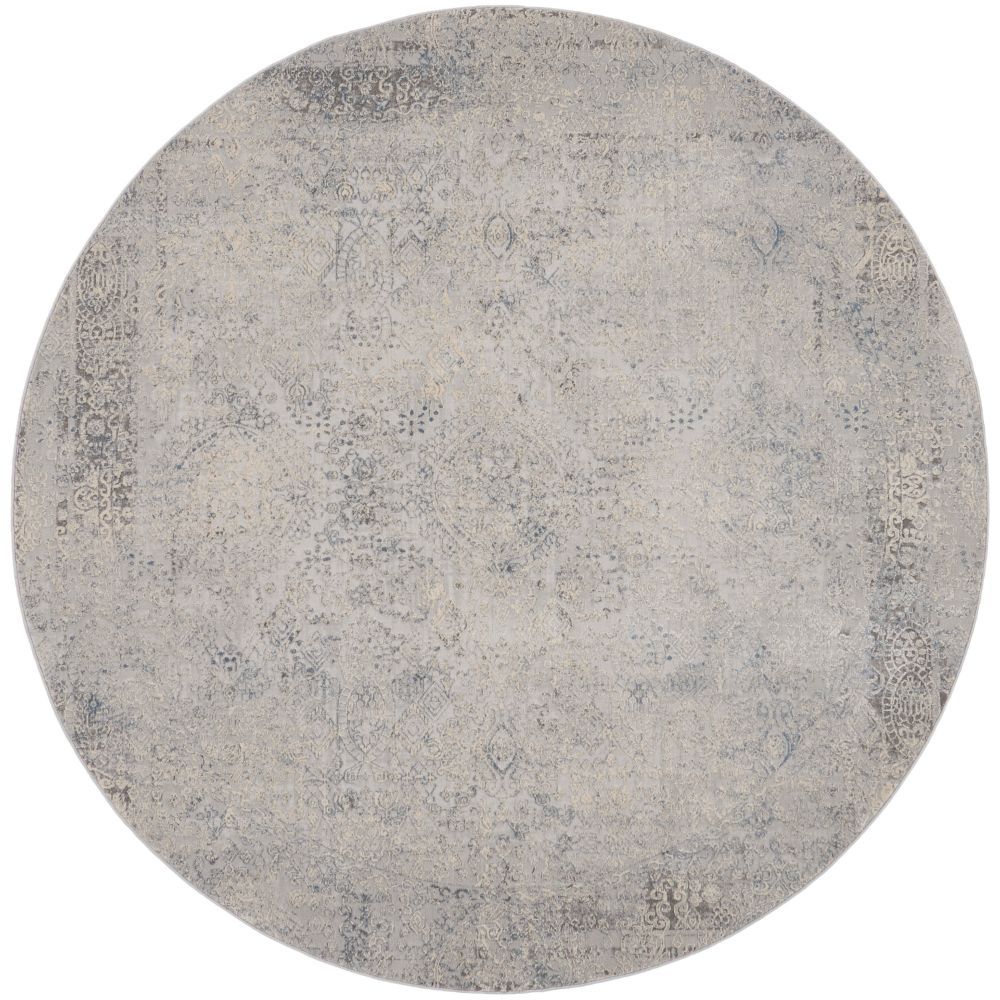 Nourison RUS09 Rustic Textures 7 Ft. 10 In. x 7 Ft. 10 In. Area Rug in Ivory/Light Blue