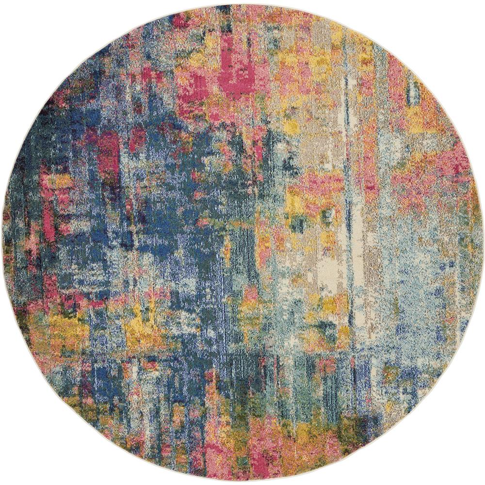 Nourison CES09 Celestial 7 Ft.10 In. x ROUND Indoor/Outdoor Round Rug in  Blue/Yellow