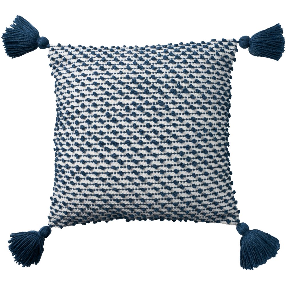 Nourison VJ025 Mina Victory Outdoor Pillows Loops Stripes W/Tass Navy Throw Pillows