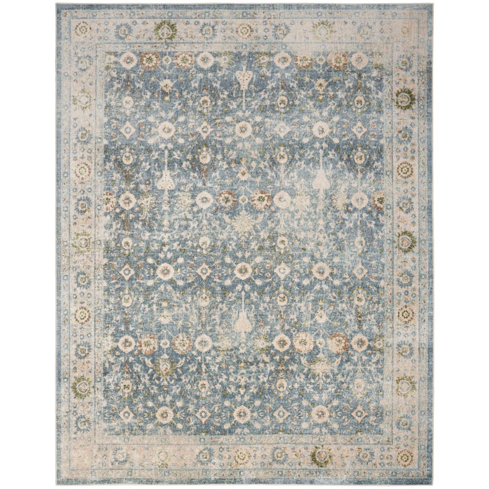 Nourison ASW16 Teal Beige Astra Machine Washable Area Rug 6 ft. 7 in. X 9 ft.