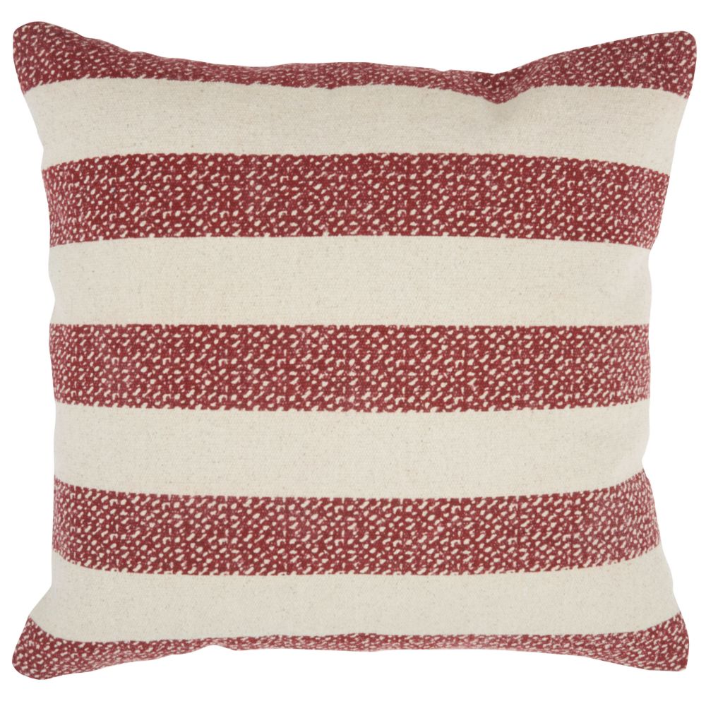 Nourison DL508 Mina Victory Life Styles Printed Stripes Red Throw Pillow in Red