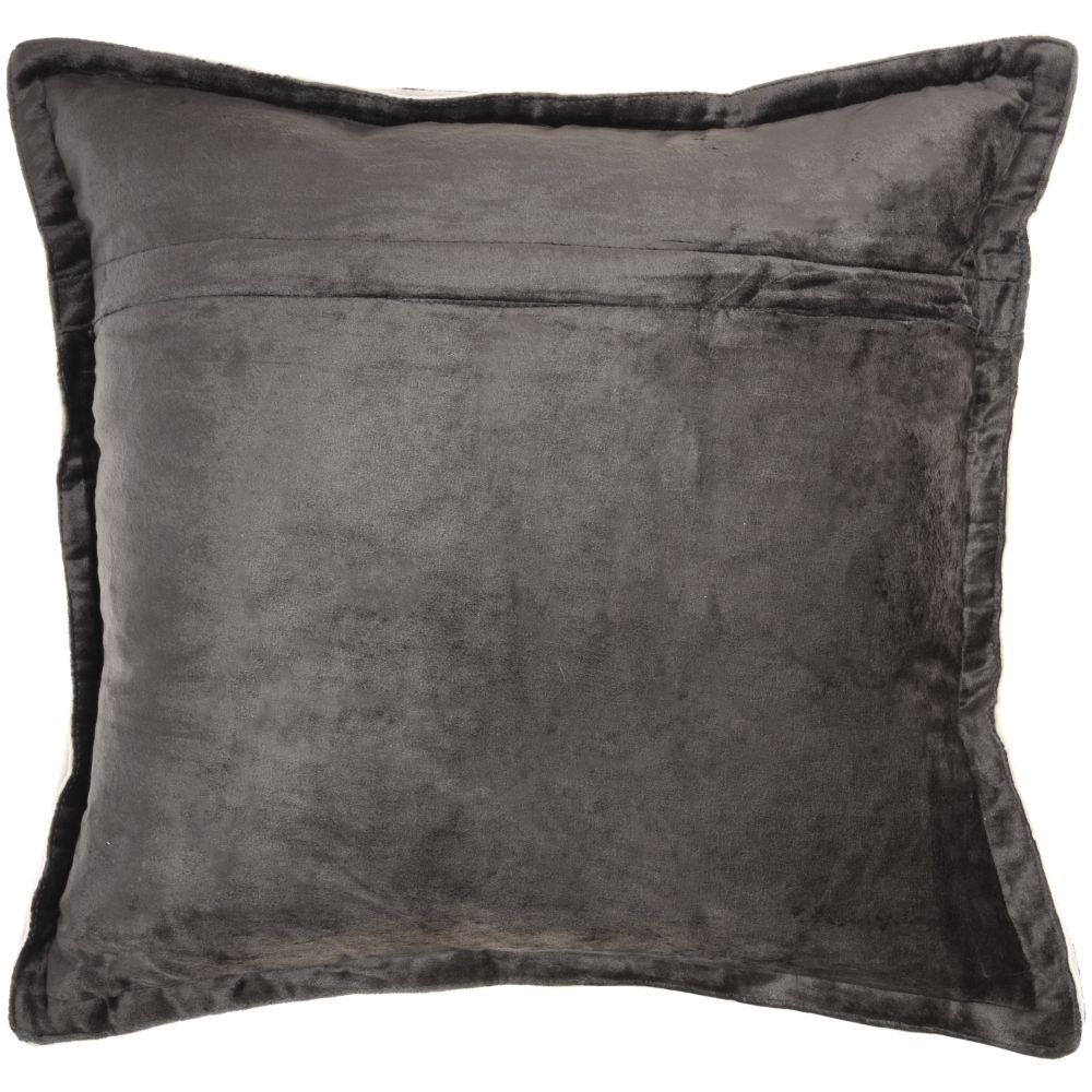Nourison RC990 Mina Victory Sofia Solid Velvet Flange Charcoal Throw Pillow in Charcoal