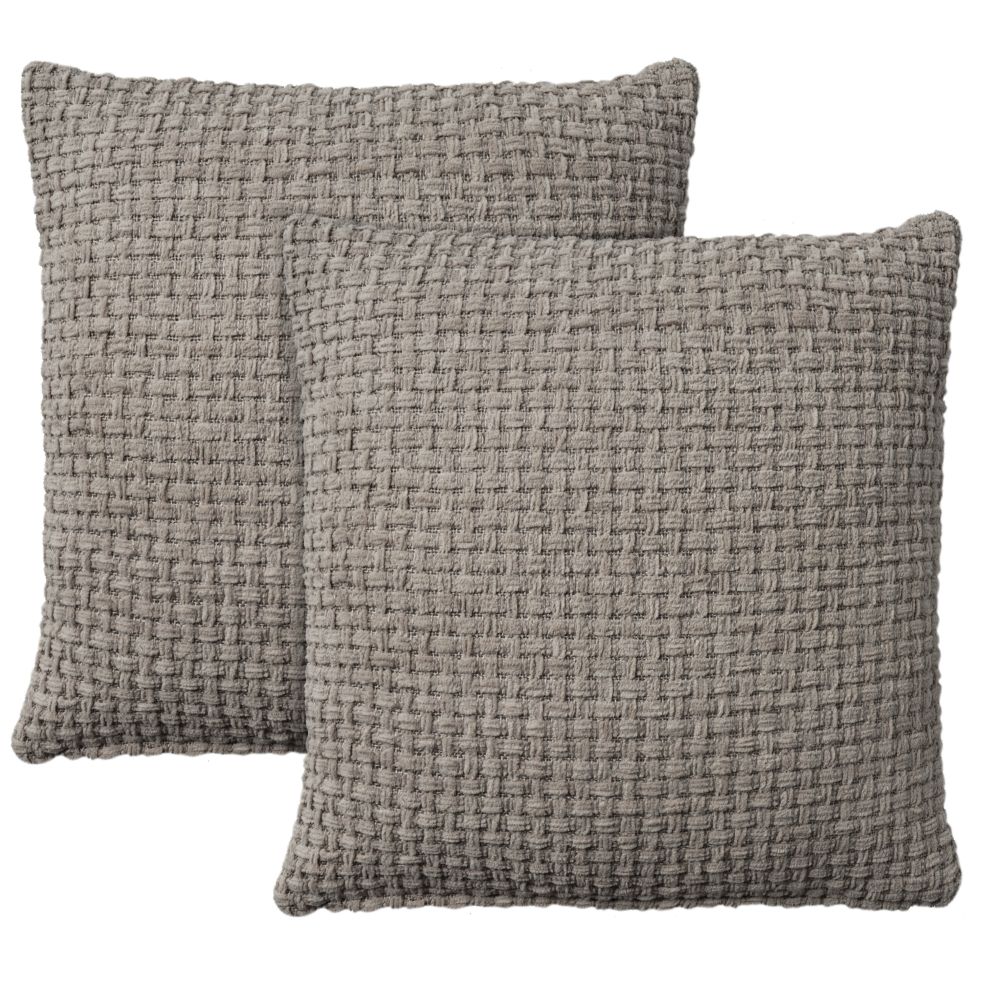 Nourison ZH225 Mina Victory Lifestyle Woven Chenille Grey Throw Pillows