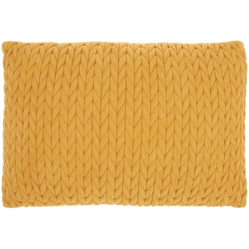 Nourison ET299 Mina Victory Life Styles Quilted Chevron Yellow Throw Pillow in Yellow
