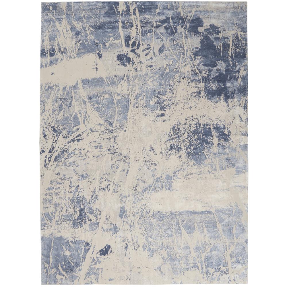 Nourison SLE02 Sleek Textures 7 Ft.10 In. x 10 Ft.6 In. Indoor/Outdoor Rectangle Rug in  Blue/Cream