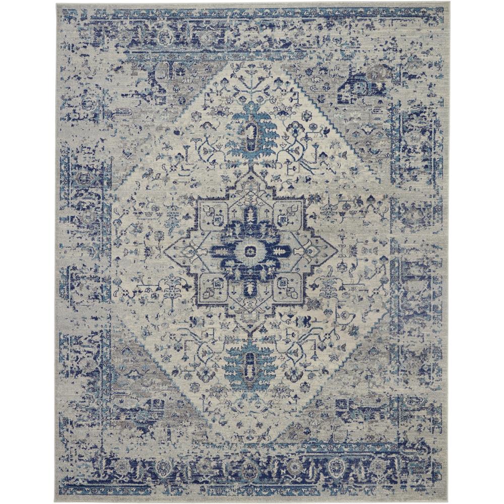 Nourison TRA06 Tranquil 8 Ft.10 In. x 11 Ft.10 In. Indoor/Outdoor Rectangle Rug in  Ivory/Light Blue