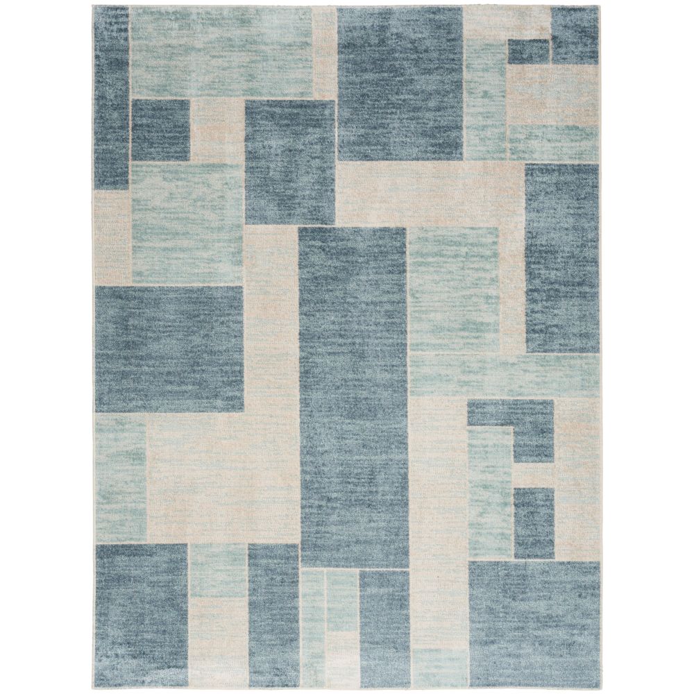 Nourison ASW09 Astra Machine Washable Area Rug in Blue Ivory, 9
