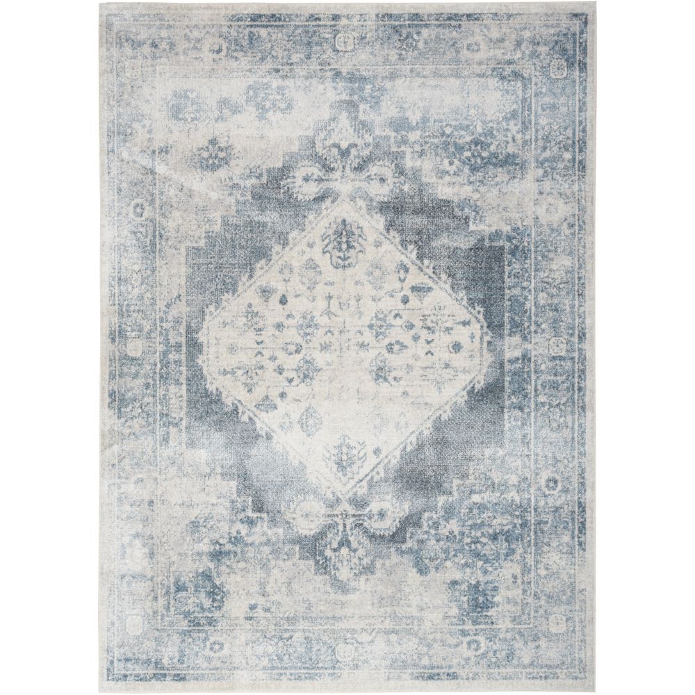 Nourison 099446123770 Astra Machine Washable Area Rug in Blue/Ivory, 6