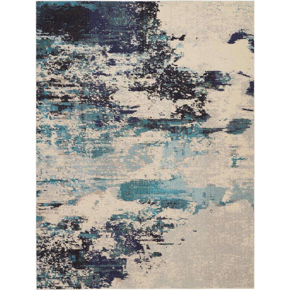 Nourison CES02 Celestial 7 Ft.10 In. x 10 Ft.6 In. Indoor/Outdoor Rectangle Rug in  Ivory/Teal Blue