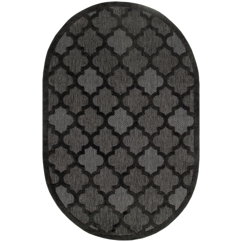 Nourison NES01 Easy Care Area Rug in Charcoal Black, 6