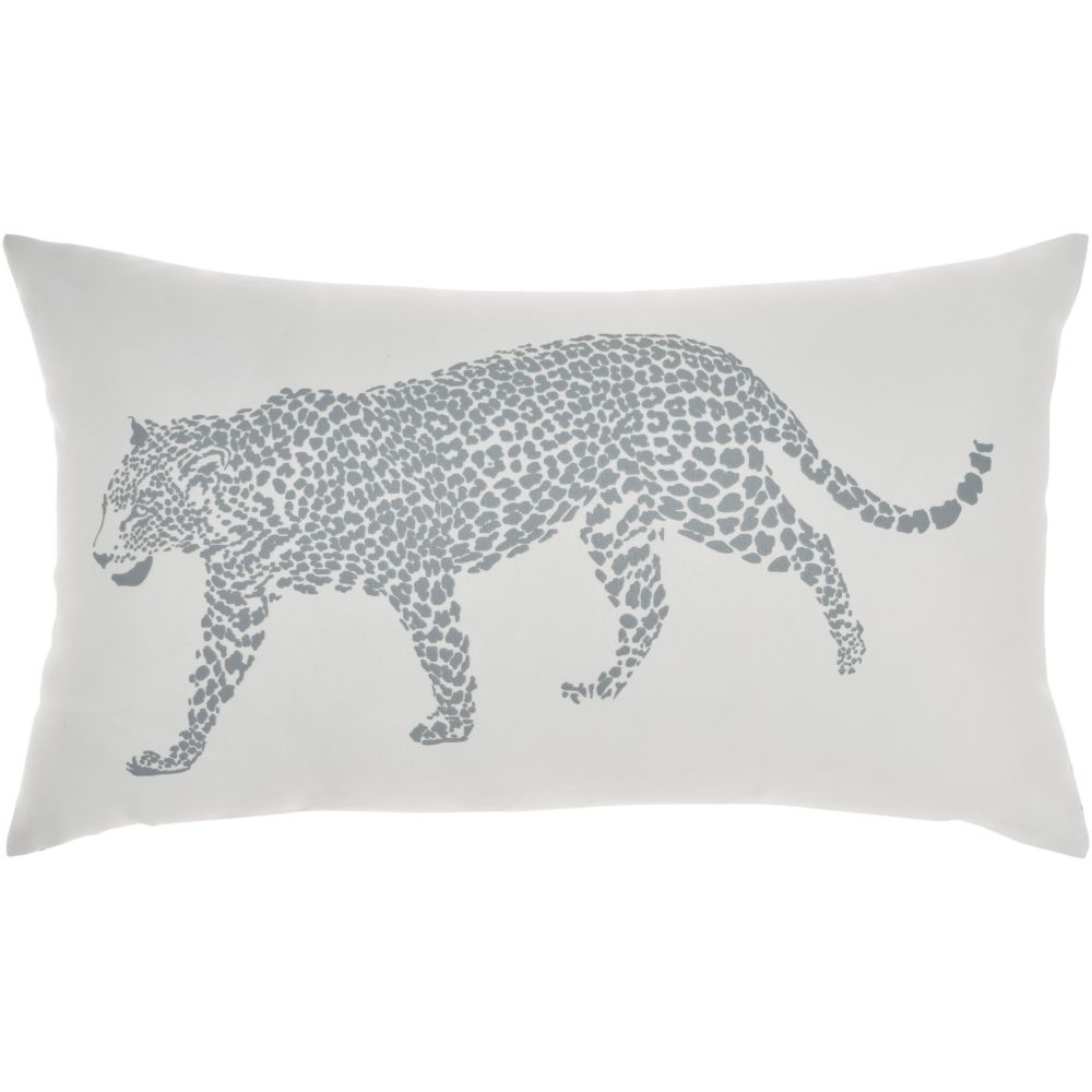 Nourison L3390 Mina Victory Outdoor Pillows Raised Print Leopard Grey Throw Pillows