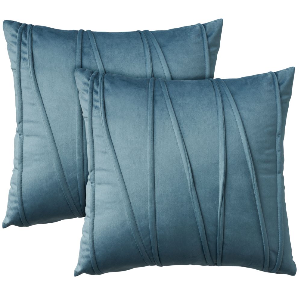 Nourison L2270 SOFIA Velvet Lines Blue Throw Pillows