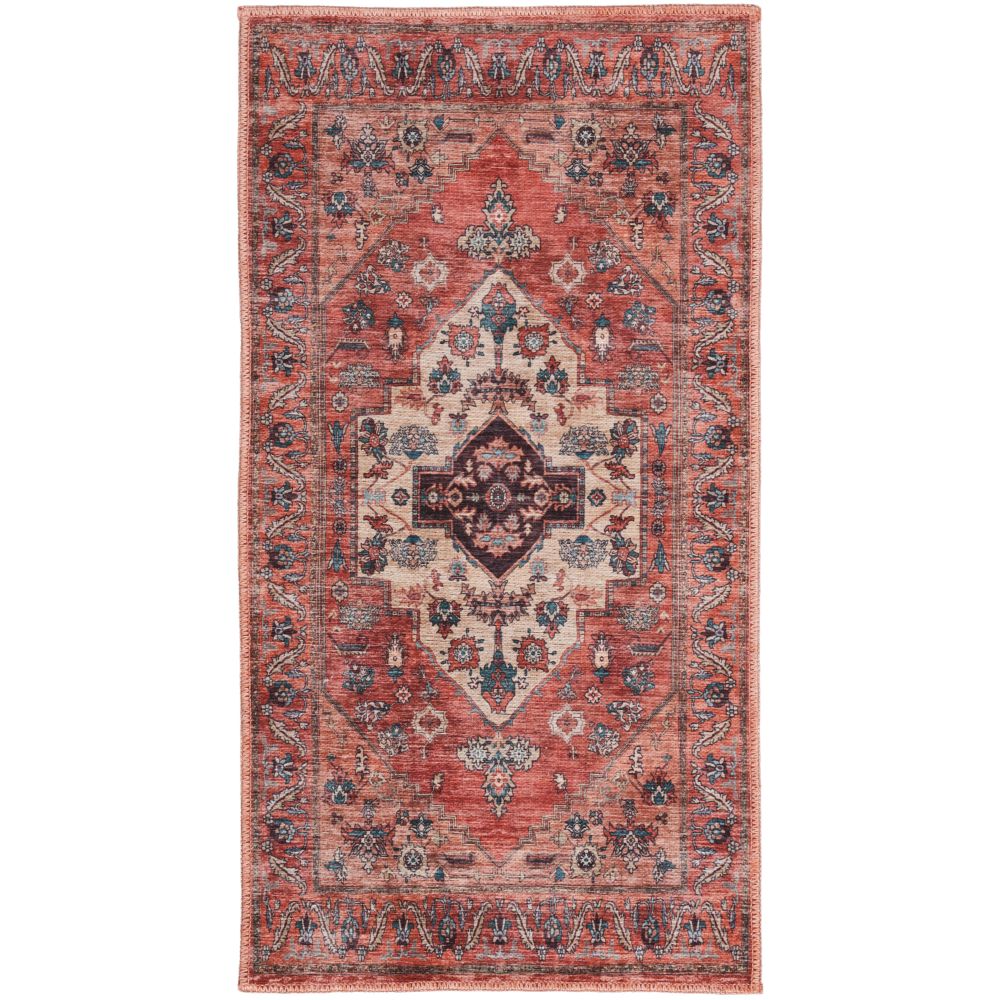 Nourison WSB03 Washable Brilliance 2 ft. x 4 ft. Rectangle Area Rug in Rust Multicolor