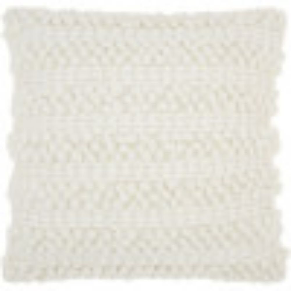 Nourison DC827 Mina Victory Life Styles Woven Stripes White Throw Pillow in White