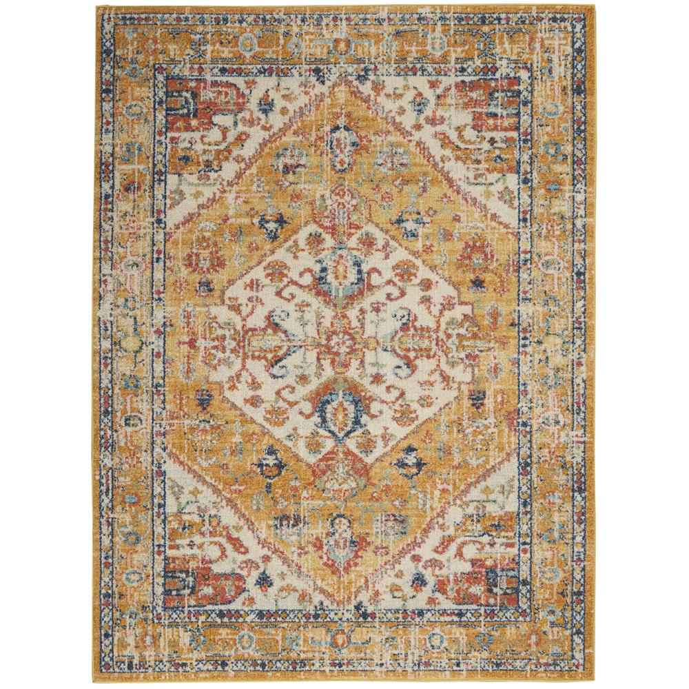 Nourison PSN23 Passion 5 Ft.3 In. x 7 Ft.3 In. Indoor/Outdoor Rectangle Rug in  Ivory/Yellow