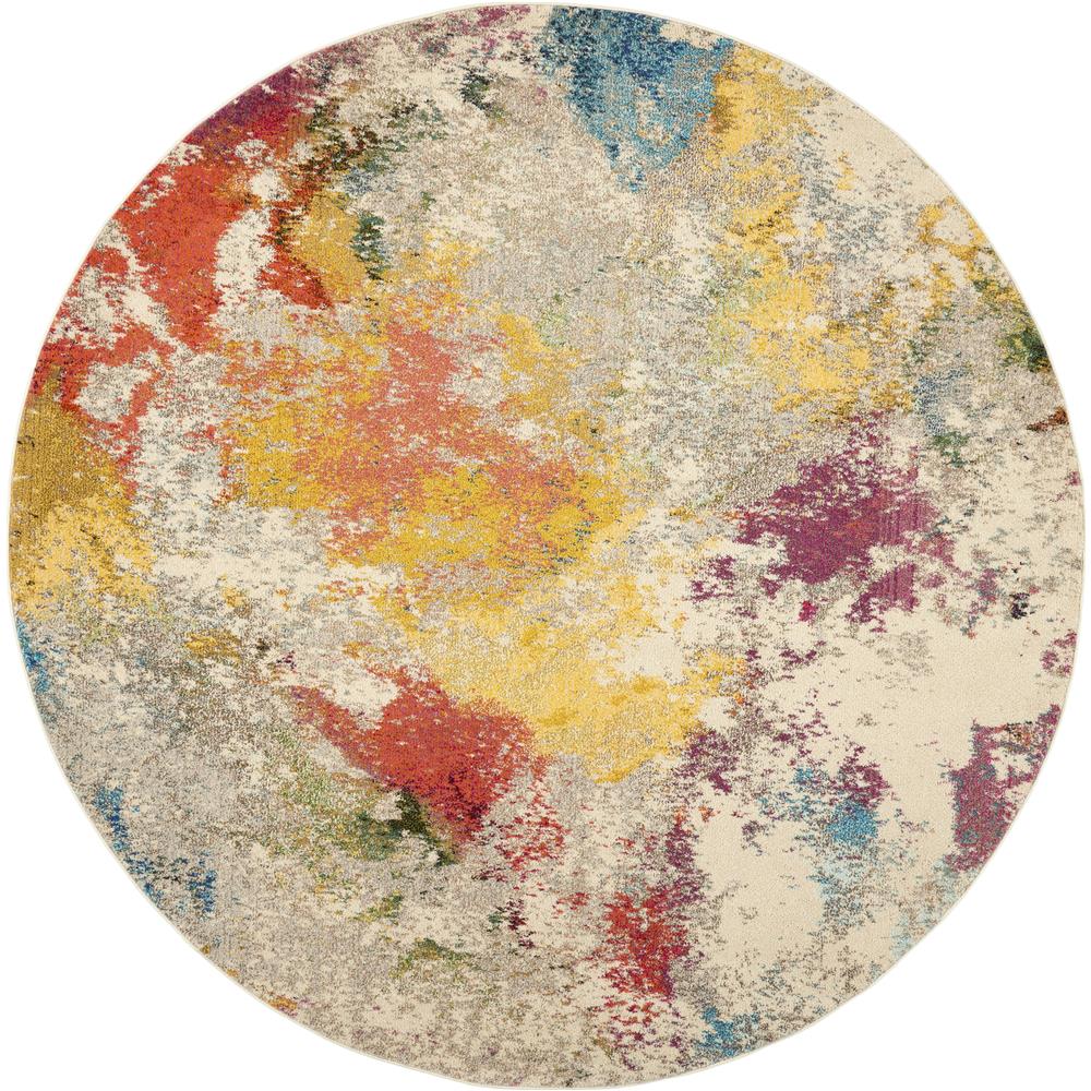 Nourison CES12 Celestial 7 Ft.10 In. x ROUND Indoor/Outdoor Round Rug in  Ivory/Multicolor