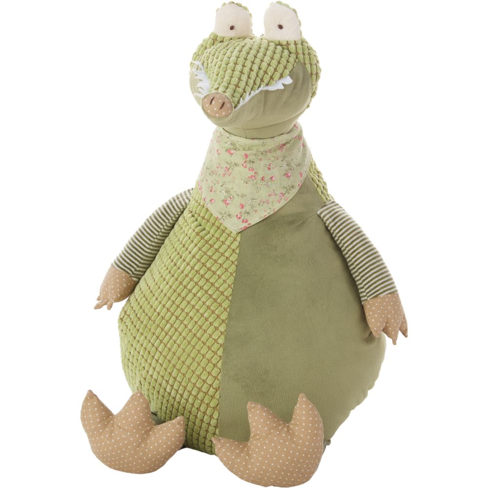 Nourison N1606 Mina Victory Plush Crocodile Green Throw Pillow in Green