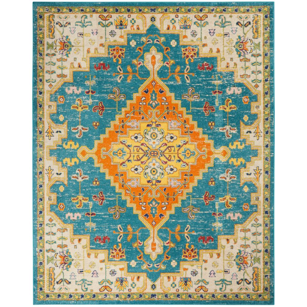Nourison ALR01 Allure 7 Ft. 10 In. x 9 Ft. 10 In. Area Rug in Turquoise Ivory
