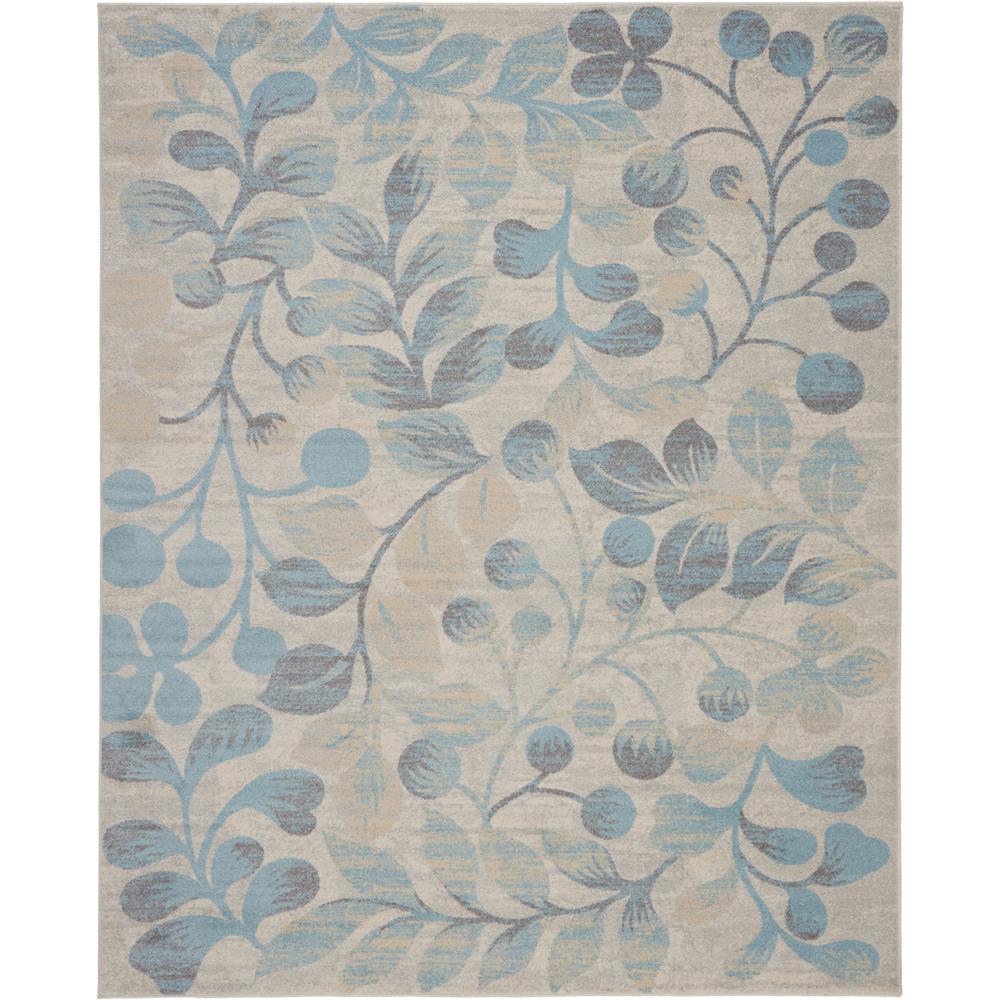 Nourison TRA03 Tranquil 8 Ft.10 In. x 11 Ft.10 In. Indoor/Outdoor Rectangle Rug in  Ivory/Turquoise