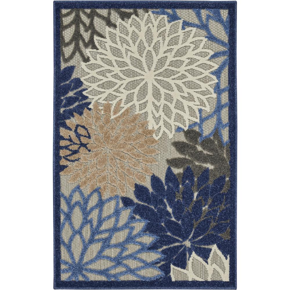 Nourison ALH05 Aloha 2 Ft.8 In. x 4 Ft. Indoor/Outdoor Rectangle Rug in  Blue/Multicolor