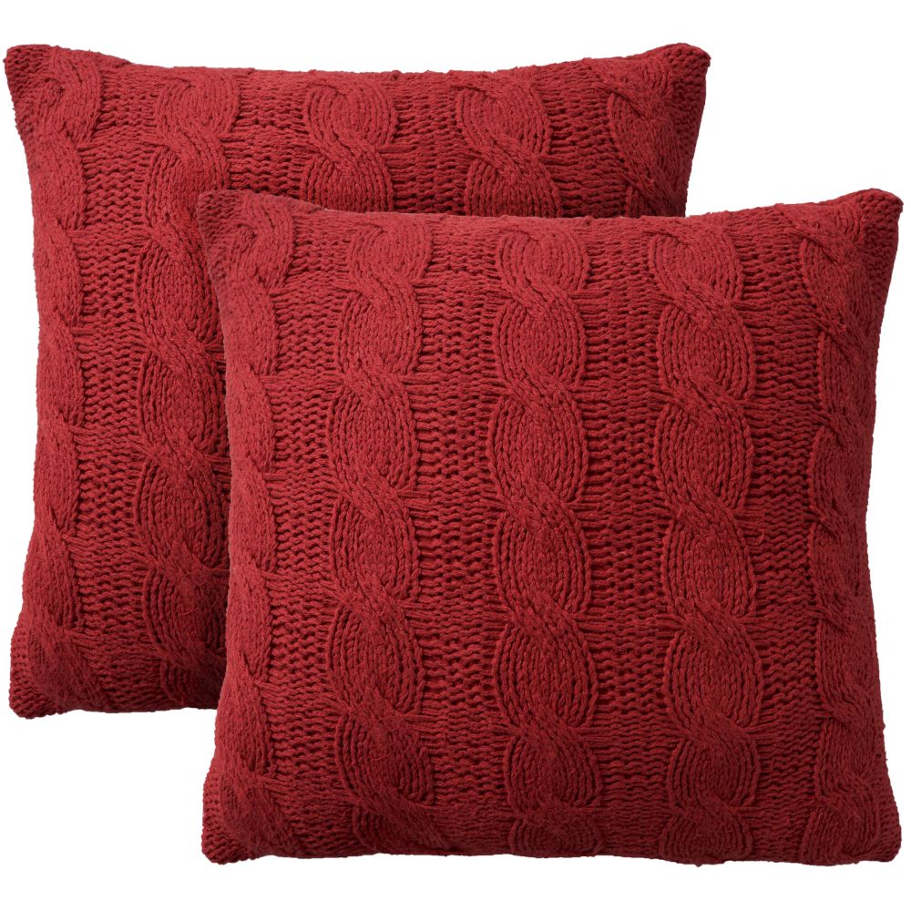 Nourison RC586 Mina Victory Life Styles Cotton Knitted 2Pack Red Throw Pillows