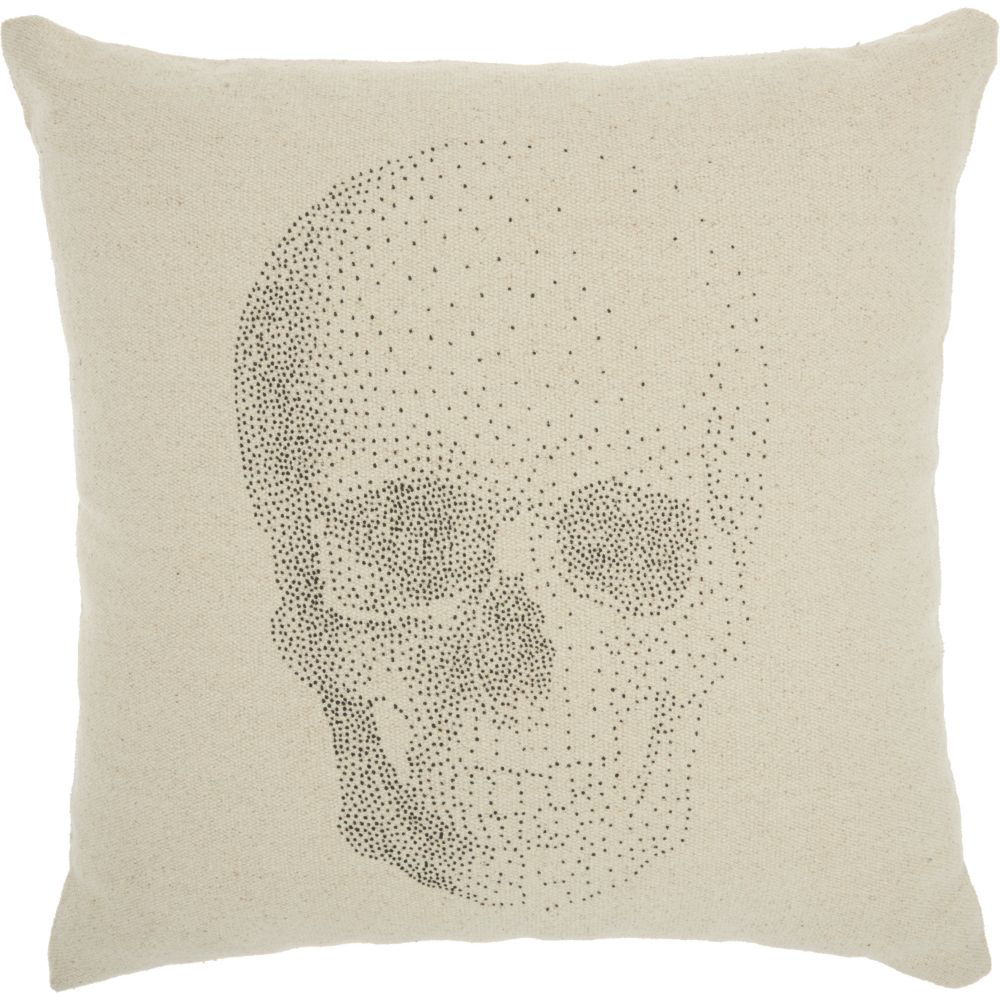 Nourison DL510 Life Styles Printed Skull Natural Throw Pillow in Natural