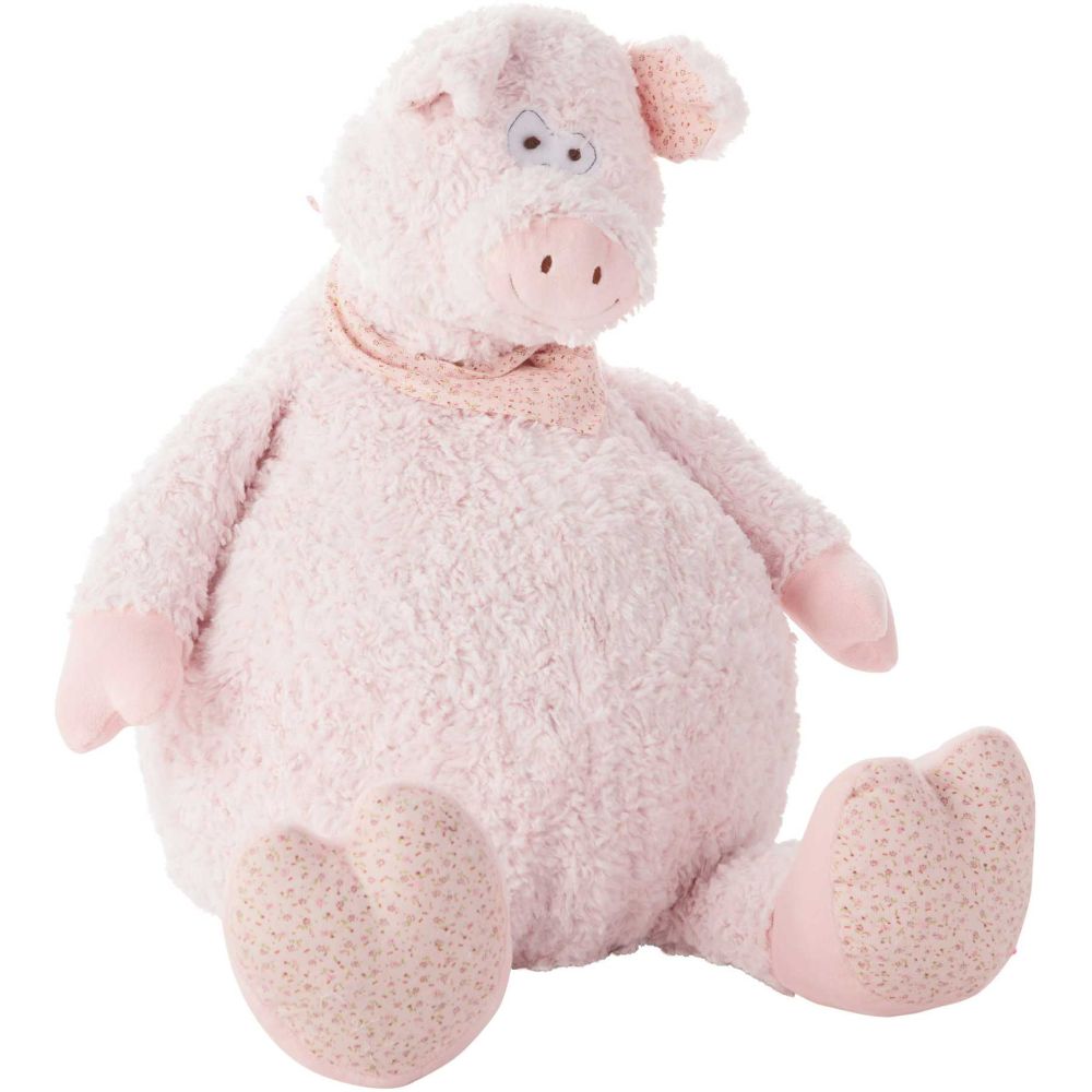Nourison N1565 Mina Victory Plushlines Pink Pig Plush Animal Pillow Toy in PINK
