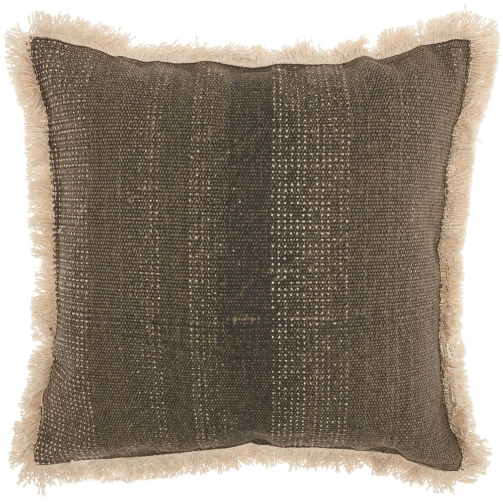 Nourison AS301 Mina Victory Life Styles Stonewash Charcoal Throw Pillow in Charcoal