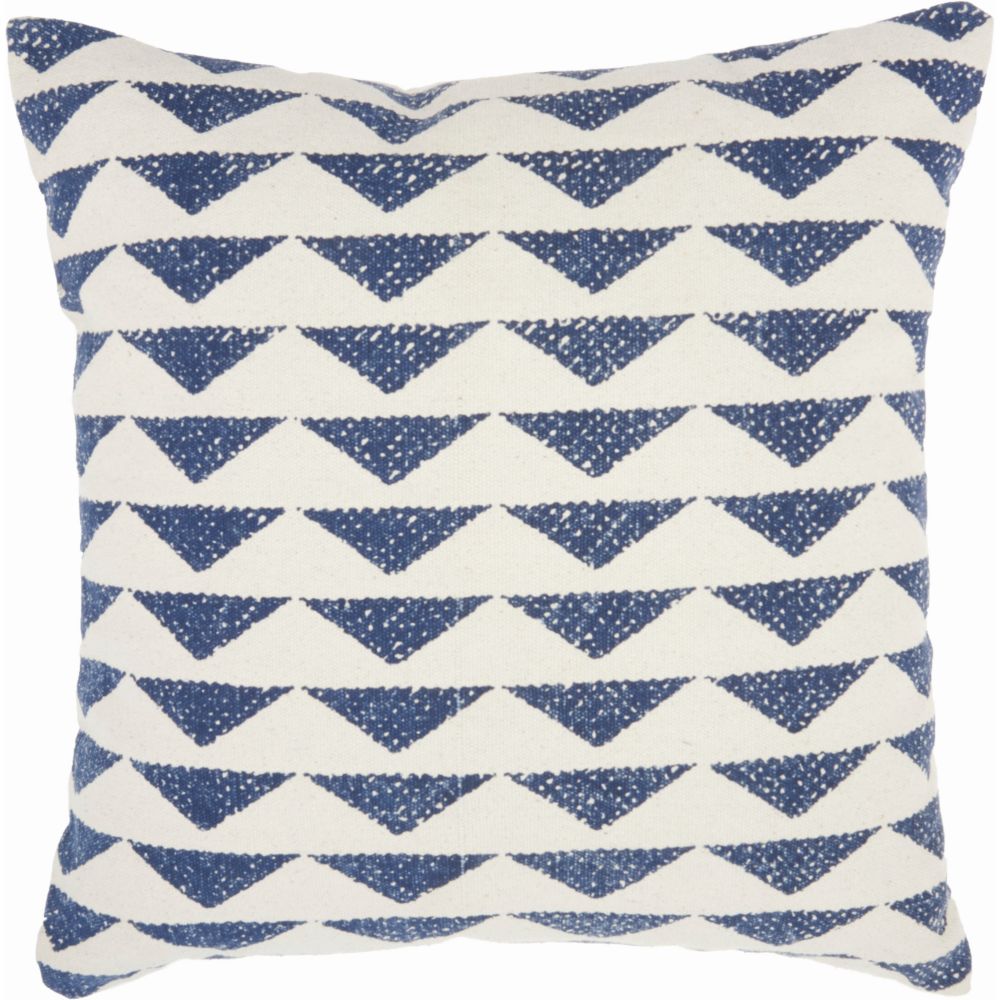 Nourison DL503 Life Styles Printed Triangles Navy Throw Pillow in Navy