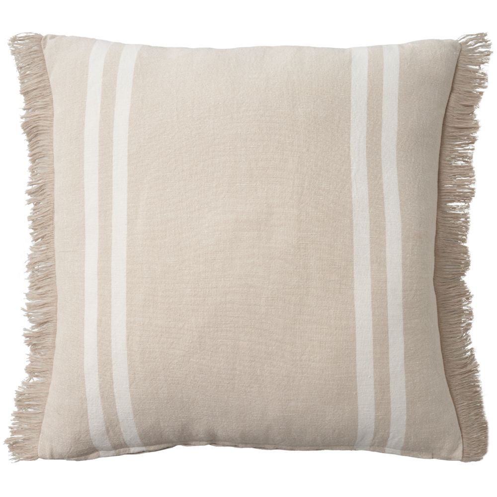 Nourison SH500 Lifestyle Cotton Linen Stripes Beige Throw Pillows