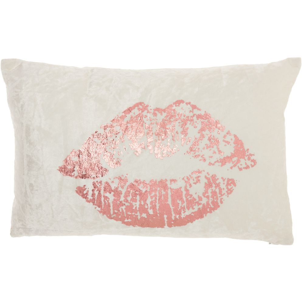Nourison L5298 Luminecence Metallic Lips Rose Gold Throw Pillow in ROSE GOLD