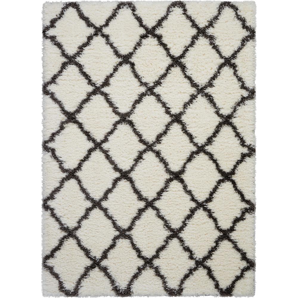Nourison ULP02 Ultra Plush Shag 4 Ft. x 6 Ft. Indoor/Outdoor Rectangle Rug in  Ivory/Charcoal