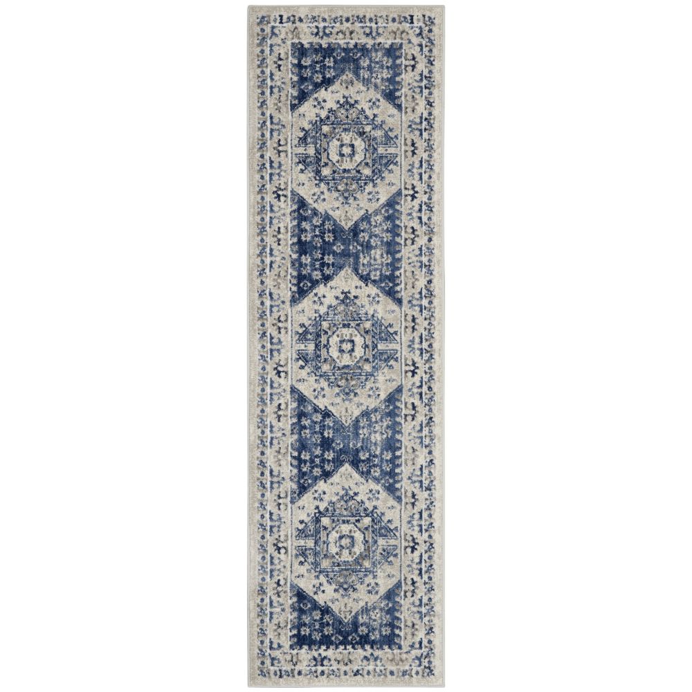 Nourison CYR05 Cyrus 2 Ft. 2 In. x 7 Ft. 6 In. Area Rug in Ivory Blue