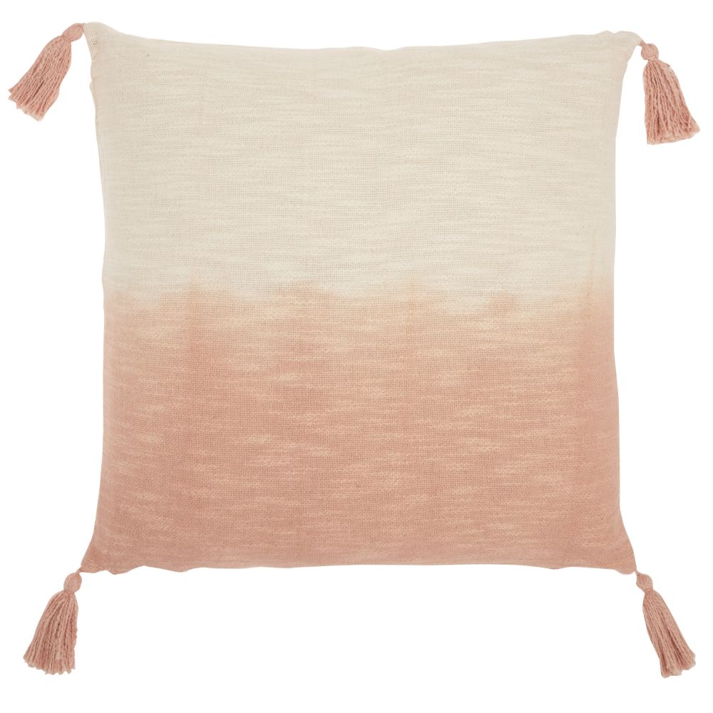 Nourison AQ130 Mina Victory Life Styles Ombre Tassels Blush Throw Pillow in Blush