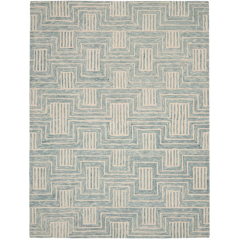 Nourison LNK06 Linked 8 Ft. x 10 Ft. 6 In. Area Rug in Ivory/Turquoise