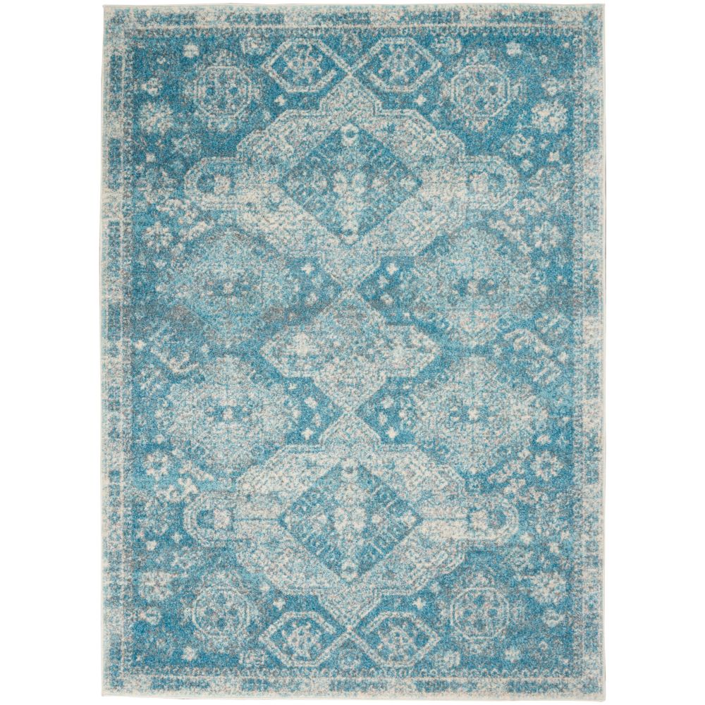 Nourison TRA13 Tranquil 5 Ft. 3 In. x 7 Ft. 3 In. Area Rug in Light Blue/Ivory