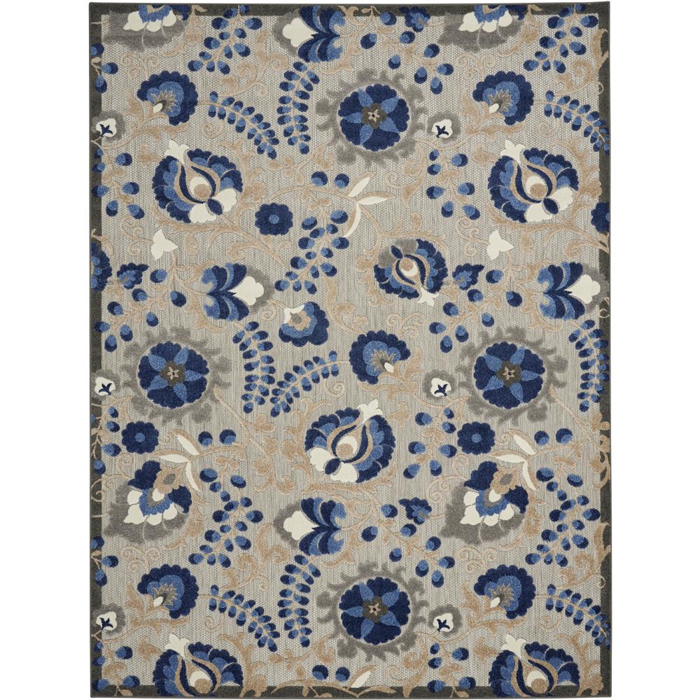 Nourison ALH17 Aloha 7 Ft.10 In. x 10 Ft.6 In. Indoor/Outdoor Rectangle Rug in  Natural/Blue