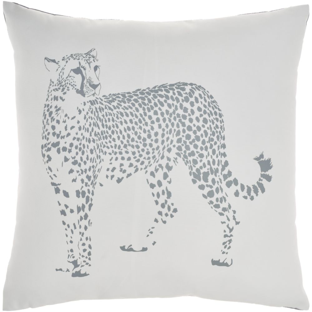 Nourison L3393 Mina Victory Outdoor Pillows Raised Print Leopard Grey Throw Pillows