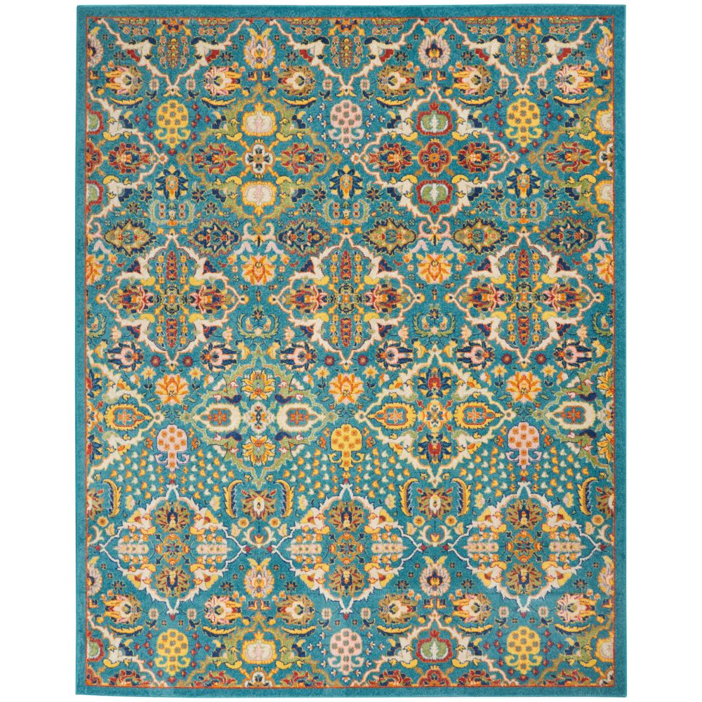 Nourison ALR03 Allure 7 Ft. 10 In. x 9 Ft. 10 In. Area Rug in Turquoise Ivory
