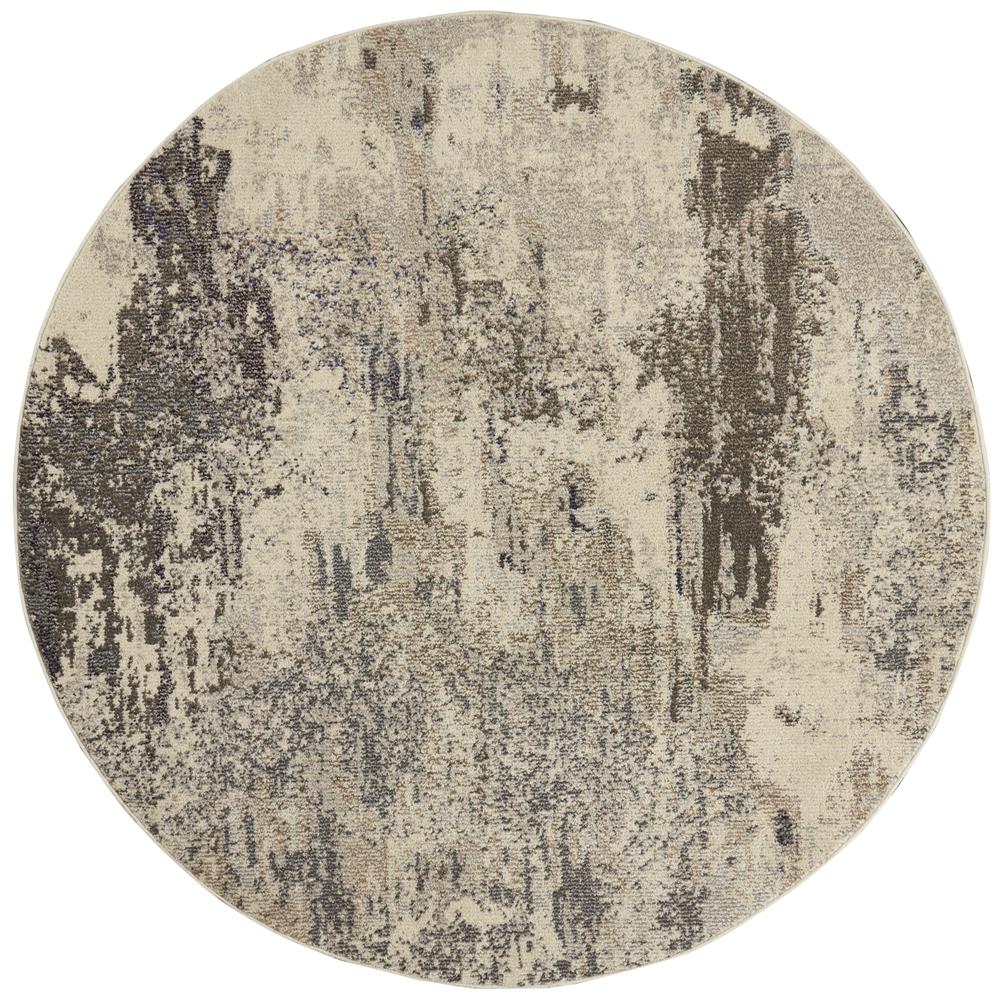 Nourison CES02 Celestial 7 Ft.10 In. x ROUND Indoor/Outdoor Round Rug in  Ivory/Grey