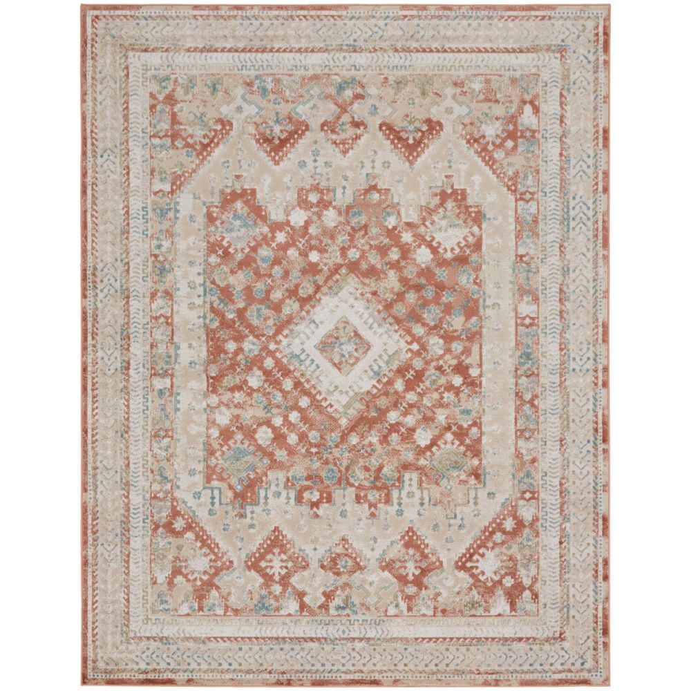 Nourison THL04 Thalia 7 ft. 10 in. x 9 ft. 10 in. Rectangle Area Rug in Rust Multicolor