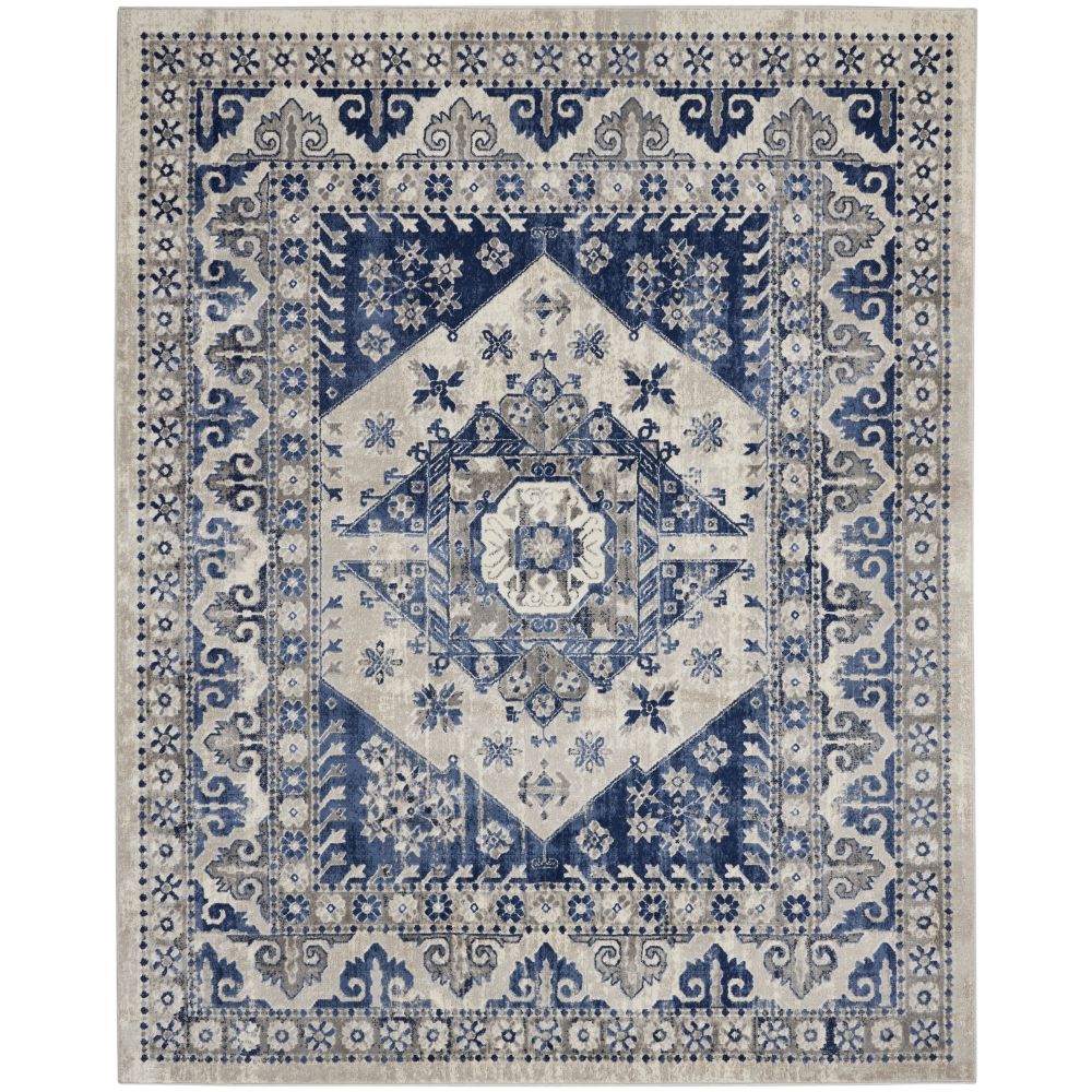 Nourison CYR05 Cyrus 7 Ft. 10 In. x 9 Ft. 10 In. Area Rug in Ivory Blue