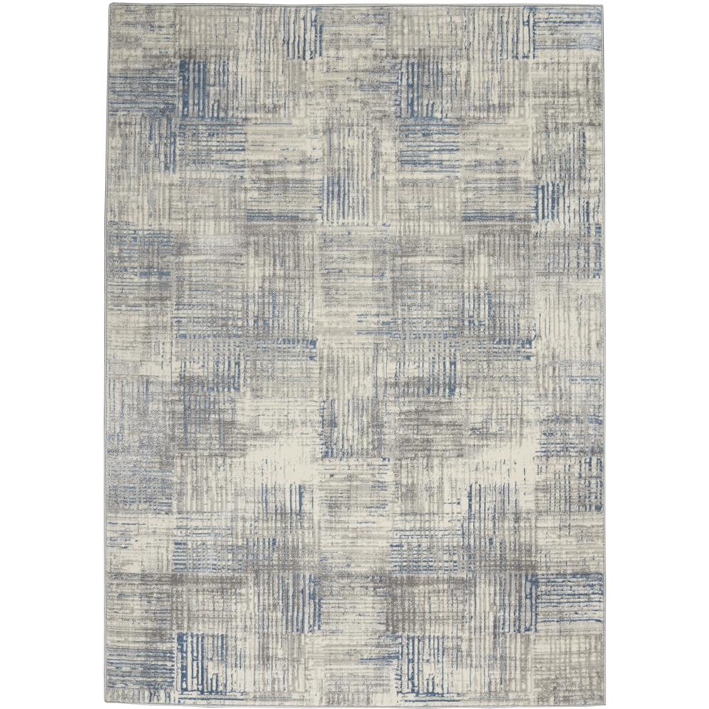 Nourison SLA03 Solace 5 Ft.3 In. x 7 Ft.3 In. Indoor/Outdoor Rectangle Rug in  Ivory/Grey/Blue