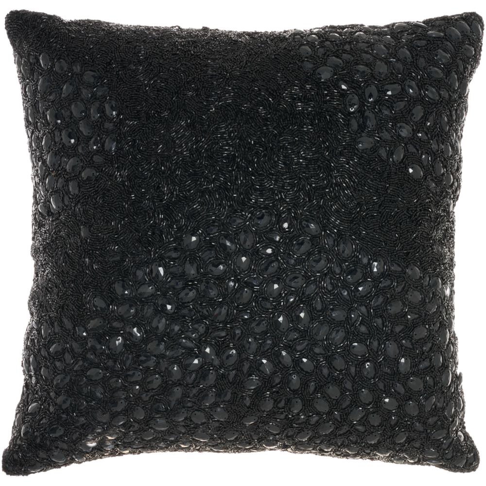 Nourison Z5000 Mina Victory Luminescence Fully Beaded Black Throw Pillows