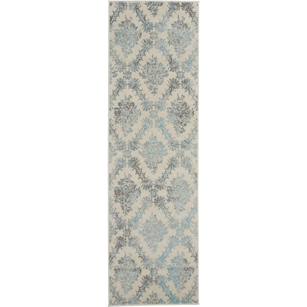 Nourison TRA09 Tranquil 2 Ft.3 In. x 7 Ft.3 In. Indoor/Outdoor Runner Rug in  Ivory/Turquoise