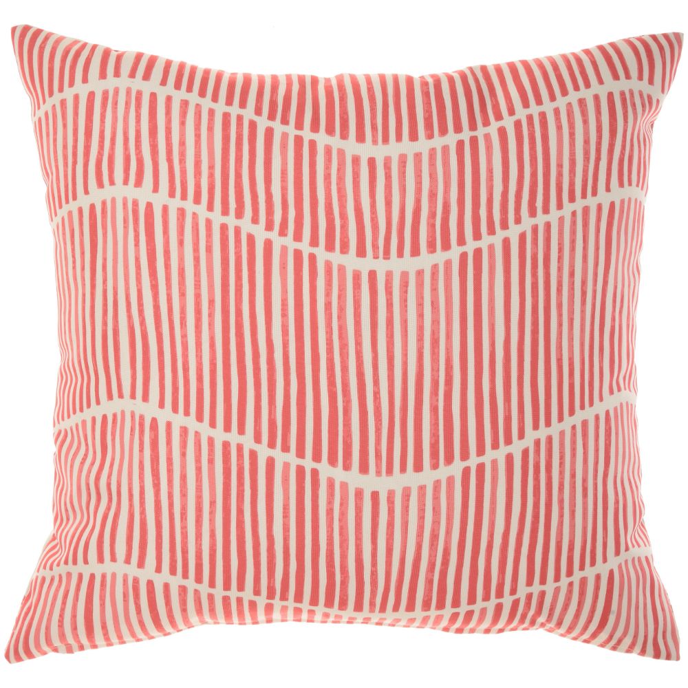 Nourison GT133 Mina Victory Reversible Indoor/Outdoor Starfish & Wave Coral Throw Pillow in Coral