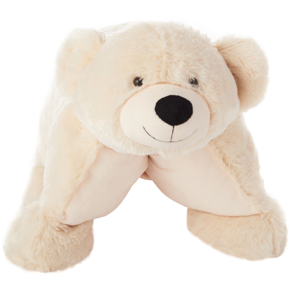 Nourison N0582 Mina Victory Plushlines Ivory Bear Plush Animal Pillow Toy in IVORY